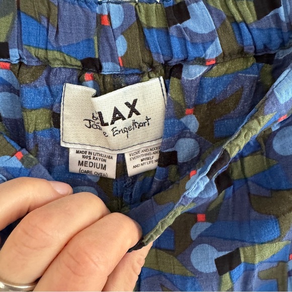 Vintage Flax Rayon Abstract Print Top and Shorts Culottes Set M - Picture 8 of 16